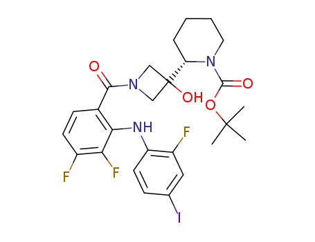 1-Piperidinecarboxylic acid, 2-[1-[3,4-difluoro-2-[(2-fluoro-4-iodophenyl)aMino]benzoyl]-3-hydroxy-3-azetidinyl]-, 1,1-diMethylethyl ester, (2R)-