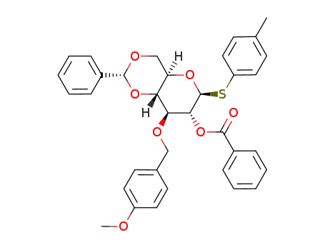 p-methylphenyl 4,6-O-benzylidene-2-O-benzoyl-3-O-(p-methoxybenzyl)-1-thio-β-D-glucopyranoside