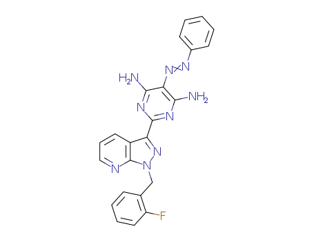 2-[1-(2-Fluorobenzyl)-1H-pyrazolo[3,4-b]pyridin-3-yl]-5-[(E)-phen yldiazenyl]-4,6-pyrimidinediamine