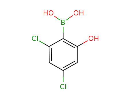 Molecular Structure of 1028332-22-0 (2,4-DICHLORO-6-HYDROXYPHENYLBORONIC ACID)