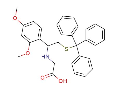 Molecular Structure of 823829-31-8 (2-[[1-(2,4-dimethoxyphenyl)-2-tritylsulfanylethyl]amino]acetic acid)