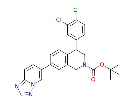 Molecular Structure of 1254942-01-2 (tert-butyl 7-([1,2,4]triazolo[1,5-a]pyridin-6-yl)-4-(3,4-dichlorophenyl)-3,4-dihydroisoquinoline-2(1H)-carboxylate)