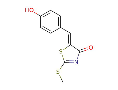 Molecular Structure of 521973-02-4 (5-((Z)-4-hydroxybenzylidene)-2-methylmercapto-4-thiazolidinone)