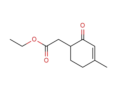 Molecular Structure of 83108-31-0 (3-Cyclohexene-1-acetic acid, 4-methyl-2-oxo-, ethyl ester)