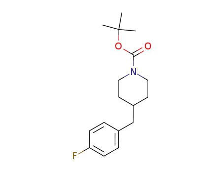 Molecular Structure of 276872-81-2 (1-Piperidinecarboxylic acid, 4-[(4-fluorophenyl)methyl]-,
1,1-dimethylethyl ester)