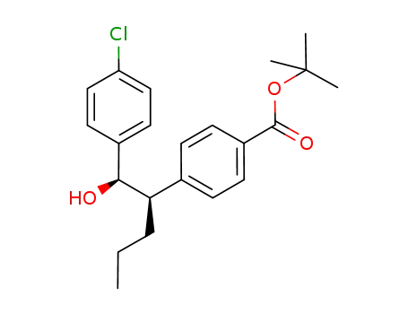 Molecular Structure of 1215767-71-7 (Benzoic acid, 4-[(1R)-1-[(R)-(4-chlorophenyl)hydroxyMethyl]butyl]-, 1,1-diMethylethyl ester)