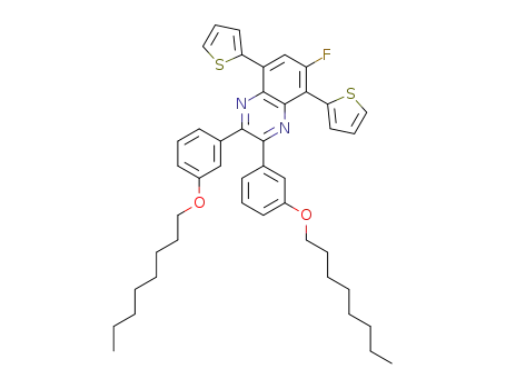 Molecular Structure of 1416056-57-9 (6-fluoro-2,3-bis(3-(octyloxy)phenyl)-5,8-di(thiophen-2-yl)quinoxaline)