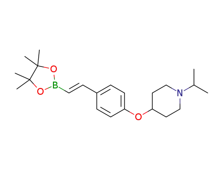 Molecular Structure of 1373010-27-5 ((E)-1-isopropyl-4-(4-(2-(4,4,5,5-tetramethyl-1,3,2-dioxaborolan-2-yl)vinyl)phenoxy)piperidine)