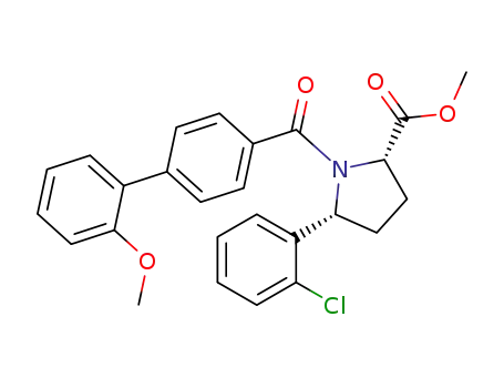 Molecular Structure of 1312801-17-4 ((2S,5R)-methyl 5-(2-chlorophenyl)-1-(2'-methoxy-[1,1'-biphenyl]-4-carbonyl)pyrrolidine-2-carboxylate)