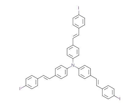 Molecular Structure of 1439381-53-9 (tris{4-[(E)-2-(4-iodophenyl)vinyl]phenyl}amine)