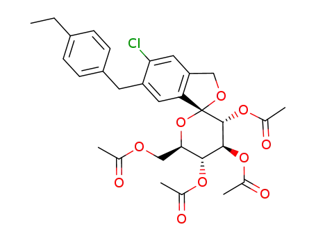 (1S,3′R,4′S,5′S,6′R)-3′,4′,5′-tri(acetoxy)-6′-acetoxymethyl-5-chloro-6-[(4-ethylphenyl)methyl]-3′,4′,5′,6′-tetrahydrospiro-[isobenzofuran-1(3H),2′-[2H]pyran]