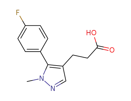 Molecular Structure of 689251-22-7 (1H-Pyrazole-4-propanoic acid, 5-(4-fluorophenyl)-1-methyl-)