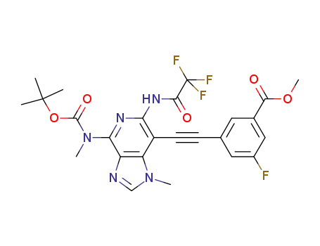 3-((4-tert-butyloxycarbonyl(methyl)amino)-1-methyl-6-(2,2,2-trifluoroacetamido)-1H-imidazo[4,5-c]pyridin-7-yl)ethynyl-5-fluorobenzoic acid methyl ester