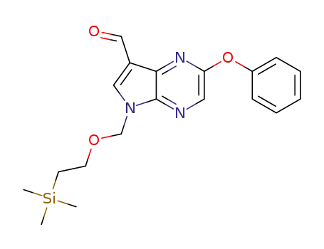 Molecular Structure of 1334675-22-7 (2-phenoxy-5-(2-trimethylsilanyl-ethoxymethyl)-5H-pyrrolo[2,3-b]pyrazine-7-carbaldehyde)