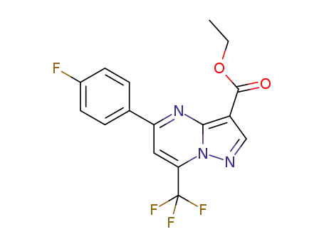Molecular Structure of 333761-24-3 (ETHYL 5-(4-FLUOROPHENYL)-7-(TRIFLUOROMETHYL)PYRAZOLO[1,5-A]PYRIMIDINE-3-CARBOXYLATE)