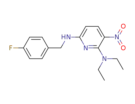 Molecular Structure of 1160931-74-7 (2-diethylamino-6-(4-fluoro-benzylamino)-3-nitro-pyridine)