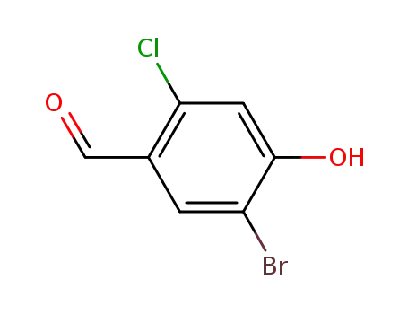 Molecular Structure of 957774-27-5 (5-bromo-2-chloro-4-hydroxybenzaldehyde)