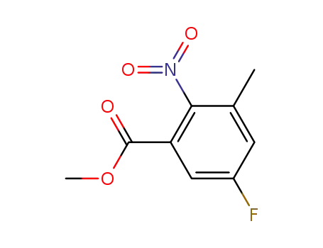 Molecular Structure of 952479-97-9 (BENZOIC ACID, 5-FLUORO-3-METHYL-2-NITRO-, METHYL ESTER)