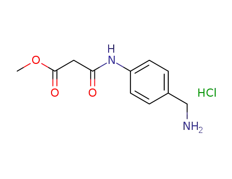 Molecular Structure of 851680-35-8 (Propanoic acid, 3-[[4-(aminomethyl)phenyl]amino]-3-oxo-, methyl ester,
monohydrochloride)