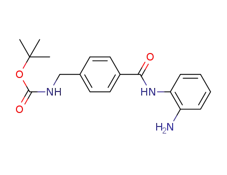 Molecular Structure of 391244-48-7 (Carbamic acid, [[4-[[(2-aminophenyl)amino]carbonyl]phenyl]methyl]-,
1,1-dimethylethyl ester)