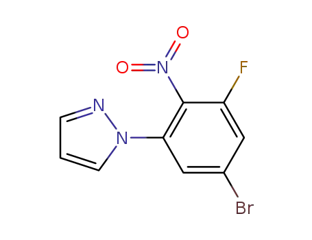 Molecular Structure of 797047-10-0 (1H-Pyrazole, 1-(5-bromo-3-fluoro-2-nitrophenyl)-)