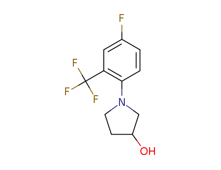 Molecular Structure of 1198181-18-8 (1-[4-fluoro-2-(trifluoromethyl)phenyl]pyrrolidin-3-ol)
