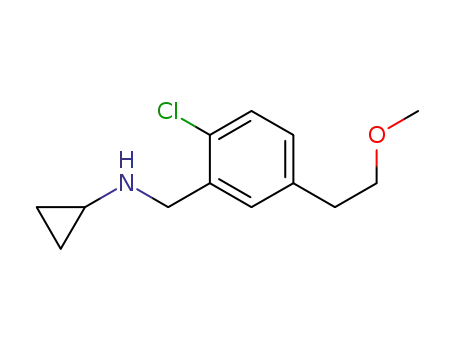 Molecular Structure of 921630-23-1 (Benzenemethanamine, 2-chloro-N-cyclopropyl-5-(2-methoxyethyl)-)