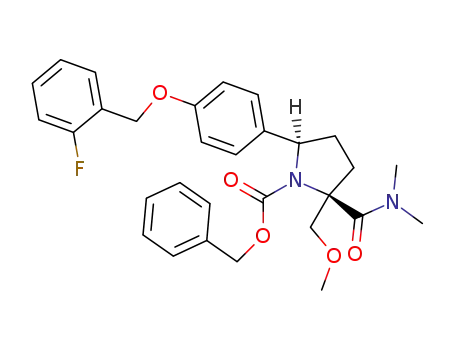 phenylmethyl (2R,5R)-2-[(dimethylamino)carbonyl]-5-(4-{[(2-fluorophenyl)methyl]oxy}phenyl)-2-[(methyloxy)methyl]-1-pyrrolidinecarboxylate