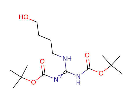 Molecular Structure of 208465-10-5 (N<sup>2</sup>,N<sup>3</sup>-bis(tert-butoxycarbonyl)-N<sup>1</sup>-(4-hydroxybutyl)guanidine)