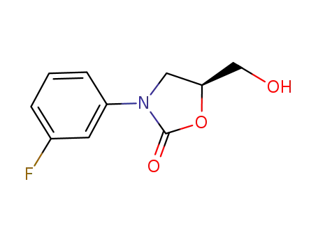Molecular Structure of 919081-42-8 ((S)-3-(3-FLUOROPHENYL)-5-(HYDROXYMETHYL)OXAZOLIDIN-2-ONE)