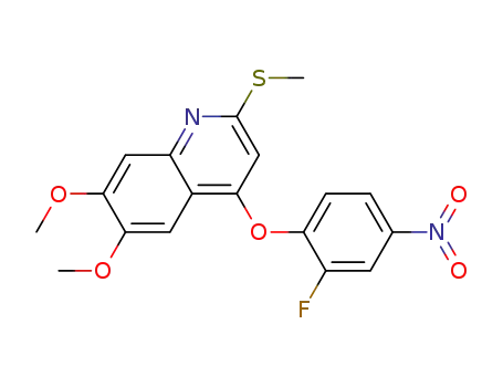Molecular Structure of 849217-88-5 (Quinoline, 4-(2-fluoro-4-nitrophenoxy)-6,7-dimethoxy-2-(methylthio)-)