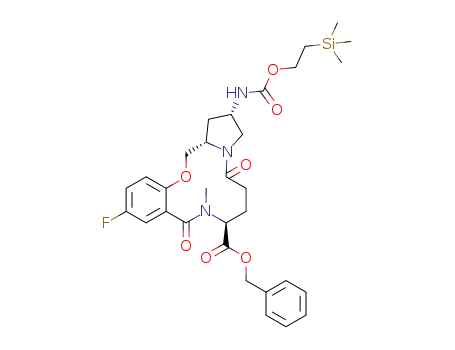 8-benzyl 2-[2-(trimethylsilyl)ethyl] (2S,8S,16aS)-12-fluoro-8-methyl-5,10-dioxo-2,3,5,6,7,8,9,10,16,16a-decahydro-1H-pyrrolo-[2,1-c][1,4,9]benzoxadiazacyclododecine-2,8-dicarboxylate