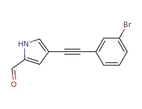 Molecular Structure of 918488-00-3 (4-[(3-bromophenyl)ethynyl]-1H-pyrrole-2-carbaldehyde)