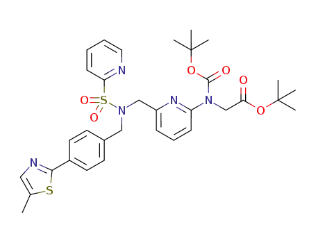 Molecular Structure of 1187451-04-2 (tert-butyl [tert-butoxycarbonyl(6-{[4-(5-methylthiazol-2-yl)benzyl](pyridin-2-ylsulfonyl)aminomethyl}pyridin-2-yl)amino]acetate)