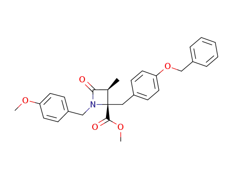 Molecular Structure of 1342305-96-7 ((3S,4S)-4-p-benzyloxybenzyl-1-p-methoxybenzyl-4-methoxycarbonyl-3-methyl-2-azetidinone)