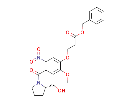 Molecular Structure of 679005-37-9 (3-[4-((2S)-2-hydroxymethylpyrrolidine-1-carbonyl)-2-methoxy-5-nitrophenoxy]propionic acid benzyl ester)