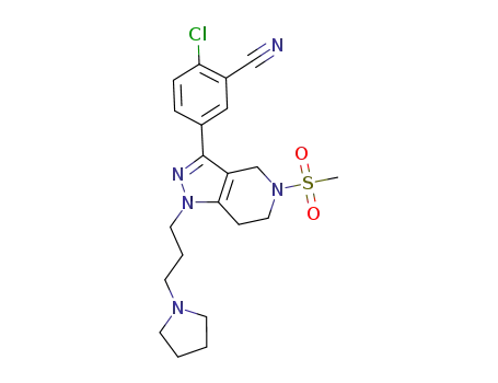 2-chloro-5-[5-methanesulfonyl-1-(3-pyrrolidin-1-yl-propyl)-4,5,6,7-tetrahydro-1H-pyrazolo[4,3-c]pyridin-3-yl]-benzonitrile