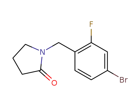 Molecular Structure of 1022931-60-7 (1-[(4-bromo-2-fluorophenyl)methyl]-2-pyrrolidinone)