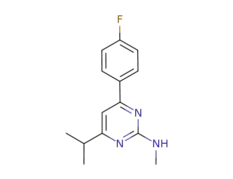 Molecular Structure of 1031246-31-7 (4-(4-fluorophenyl)-N-methyl-6-(1-methylethyl)-2-pyrimidinamine)