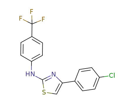 Molecular Structure of 643013-14-3 (4-(4-chlorophenyl)-N-(4-(trifluoromethyl)phenyl)thiazol-2-amine)