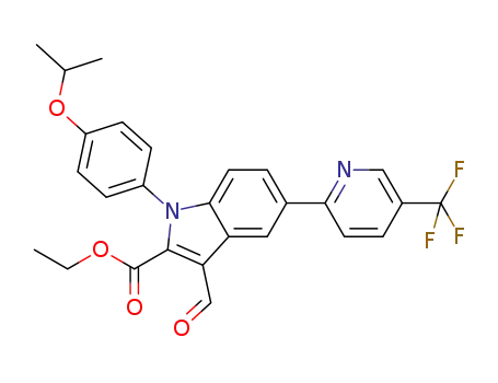Molecular Structure of 902765-93-9 (1H-Indole-2-carboxylic acid,
3-formyl-1-[4-(1-methylethoxy)phenyl]-5-[5-(trifluoromethyl)-2-pyridinyl]-,
ethyl ester)