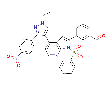 3-[4-[1-Ethyl-3-(4-nitrophenyl)-1H-pyrazol-4-yl]-1-(phenylsulfonyl)-1H-pyrrolo[2,3-b]pyridin-2-yl]benzaldehyde