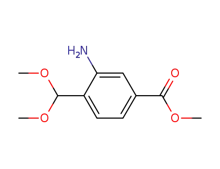 Molecular Structure of 841297-68-5 (Benzoic acid, 3-amino-4-(dimethoxymethyl)-, methyl ester)