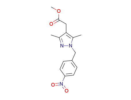 Molecular Structure of 1322081-35-5 ([3,5-dimethyl-1-(4-nitro-benzyl)-1H-pyrazol-4-yl]-acetic acid methyl ester)