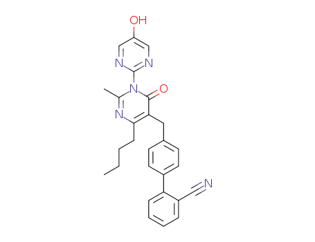 Molecular Structure of 1239911-39-7 (4'-{[4-butyl-1-(5-hydroxypyrimidin-2-yl)-2-methyl-6-oxo-1,6-dihydropyrimidin-5-yl]methyl}biphenyl-2-carbonitrile)