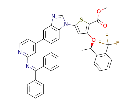 methyl 5-(5-{2-[(diphenylmethylidene)amino]-4-pyridinyl}-1H-benzimidazol-1-yl)-3-({(1R)-1-[2-(trifluoromethyl)phenyl]ethyl}oxy)-2-thiophenecarboxylate