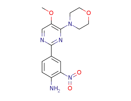 Molecular Structure of 1313718-69-2 (4-(5-methoxy-4-morpholin-4-ylpyrimidin-2-yl)-2-nitrophenylamine)