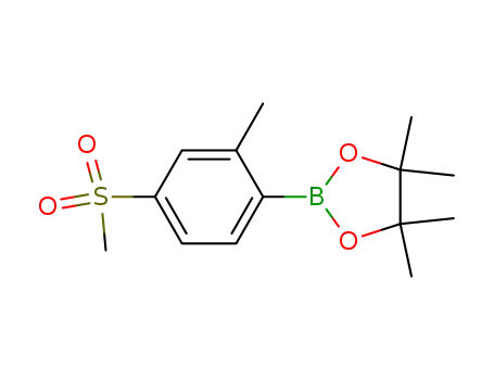 Molecular Structure of 1011459-26-9 (4,4,5,5-tetramethyl-2-(2-methyl-4-(methylsulfonyl)phenyl)-1,3,2-dioxaborolane)