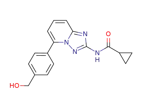 Molecular Structure of 1142936-49-9 (N-(5-(4-(hydroxymethyl)phenyl)-[1,2,4]triazolo[1,5-a]pyridin-2-yl)cyclopropanecarboxamide)