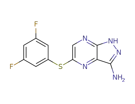 Molecular Structure of 1392150-08-1 (5-[(3,5-difluorophenyl)thio]-1H-pyrazolo[3,4-b]pyrazin-3-amine)